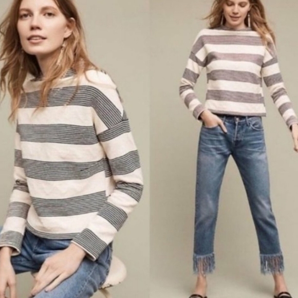Anthropologie Eri + Ali Sabori Striped Textured Sweater XS - Picture 1 of 6